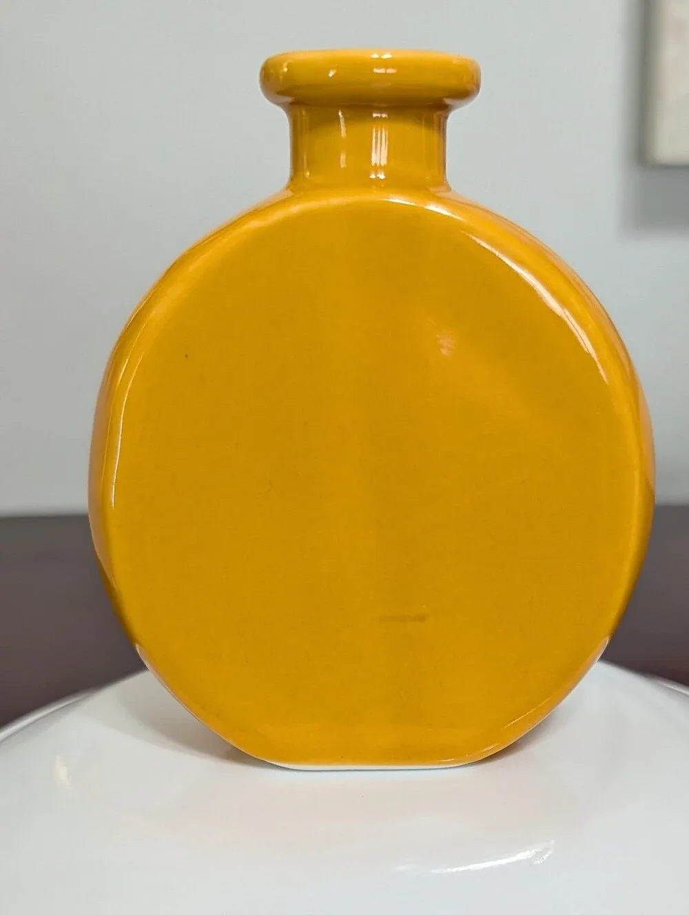 Ceramic Apothecary Style Floral Rose Bud Vase Mustard Yellow 4